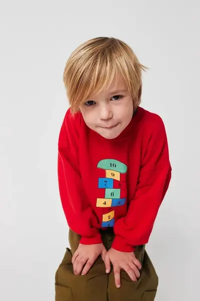 Dětská bavlněná mikina Bobo Choses Hopscotch červená barva, vzorovaná, 225AC036