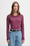 Bavlněné tričko s dlouhým rukávem United Colors of Benetton fialová barva, 3GA2E16G0