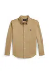 Dětská bavlněná košile Polo Ralph Lauren béžová barva, 322858909022