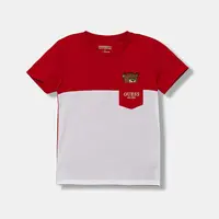 Dětské bavlněné tričko Guess červená barva, s aplikací, N5YI11 K8HM4