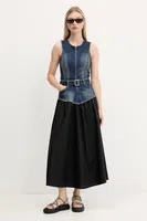 Šaty Desigual POPLIN tmavomodrá barva, midi, 25WWVD03