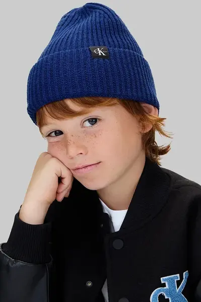 Dětská čepice Calvin Klein Jeans tmavomodrá barva, IU0IU00440