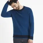 Čierno-modrý pánsky sveter s prímesou vlny Celio