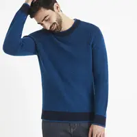 Čierno-modrý pánsky sveter s prímesou vlny Celio