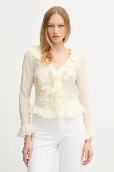 Košile Hoss Intropia dámská, béžová barva, regular, 6282656