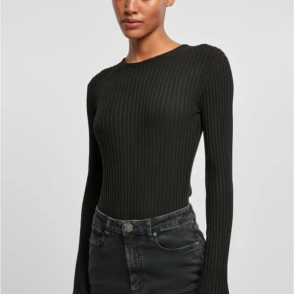 Women's ribbed knit with long sleeves black