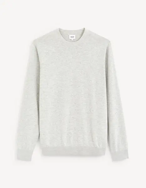Svetlosivý pánsky basic sveter Celio Decoton
