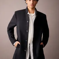 DEFACTO Slim Fit Cashmere Coat Parka Slim Cut Stand Collar Buttoned Pocket Lined