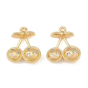 Brass Micro Pave Clear Cubic Zirconia Charms