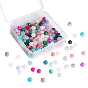 150Pcs 15 Style Dyed Natural White Jade Round Beads