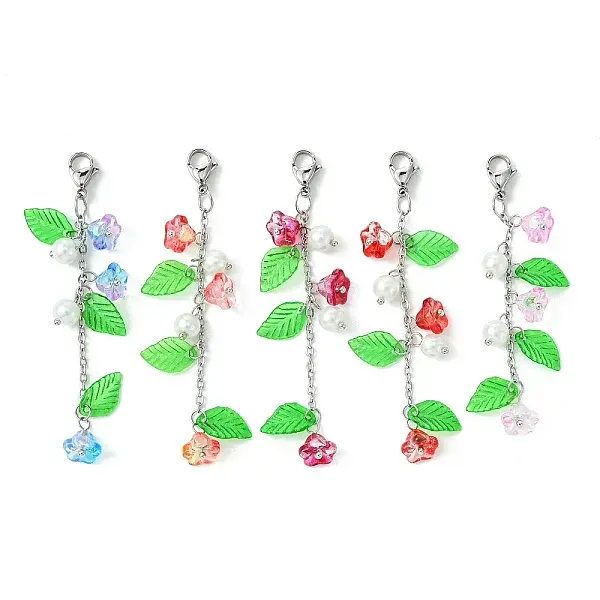 Trumpet Flower Glass & Leaf Acrylic Pendant Decorates