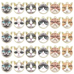 30Pcs 6 Styles Alloy Enamel Pendants