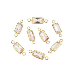 Brass Clear Cubic Zirconia Connector Charms