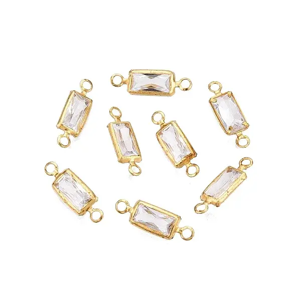 Brass Clear Cubic Zirconia Connector Charms