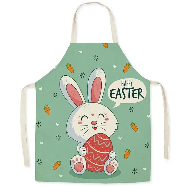 Cute Easter Rabbit Pattern Polyester Sleeveless Apron