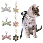 6Pcs Flower & Bone Alloy Rhinestone Pendant Decoration