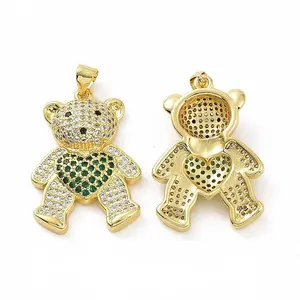 Brass Micro Pave Clear Cubic Zirconia Pendants