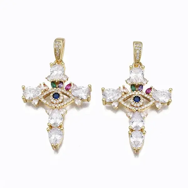 Brass Micro Pave Clear Cubic Zirconia Pendants