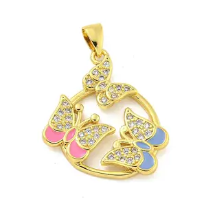 Brass Micro Pave Clear Cubic Zirconia Pendants