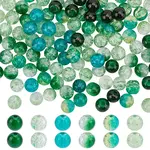 240Pcs 6 Colors Spray Printed Crackle Glass Beads