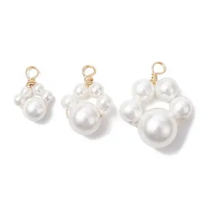 3Pcs 3 Sizes Copper Wire Wrapped Shell Pearl Beaded Pendants