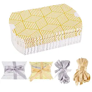 30 Sets 2 Colors Hot Stamping Pillow Cardboard Paper Printed Candy Boxes