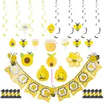4Sets 4 Style Bees Theme Paper Cake Topper