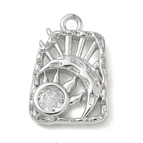 Brass Pave Clear Cubic Zirconia Pendants
