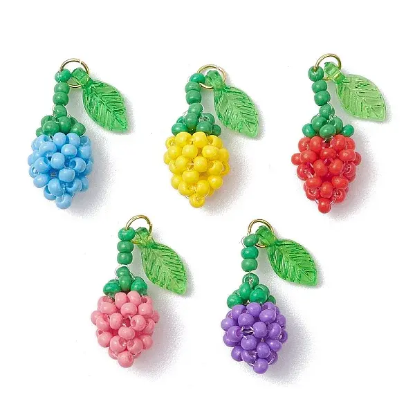 Glass Seed Beaded Rose Pendants
