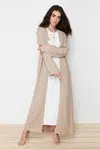 Trendyol Stone Pipe Aerobin Long Woven Cap & Abaya & Abaya