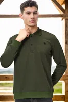V4007 PÁNSKÁ MIKINA DEWBERRY - JEDNOBAREVNÁ KHAKI