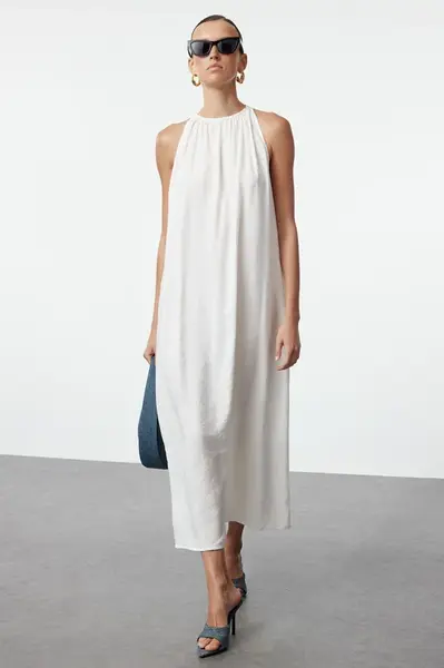 Trendyol Ecru Plain Shift Maxi Woven Dress