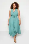 Trendyol Curve Mint Belted Woven Shirt Dress