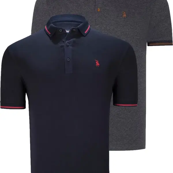 DOUBLE SET T8586 DEWBERRY MEN'S T-SHIRT-NAVY - ANTHRACITE