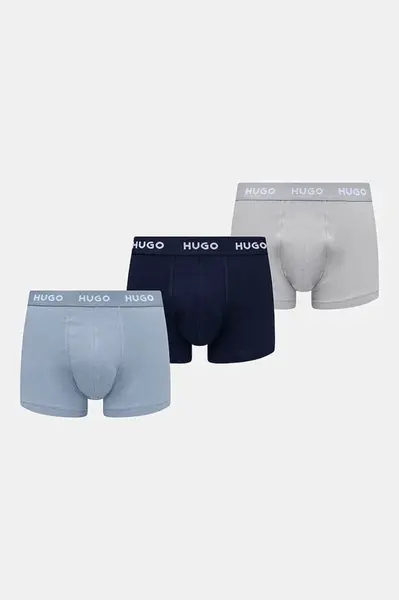 HUGO boxerky pánské bavlněné s elastanem TRUNK TRIPLET PACK 3-pack