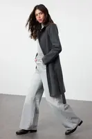 Trendyol Anthracite Belted Long Wool Cashmere Coat