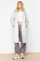 Trendyol Stone Hooded Water Repellent Long Down Coat