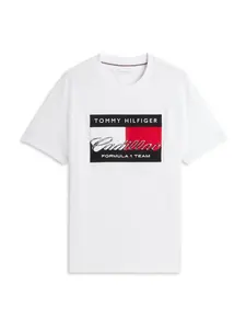 TOMMY HILFIGER Tričko  krvavo červená / čierna / biela