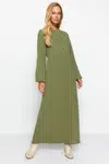 Trendyol Khaki šití Detailní Aerobin tkané maxi šaty