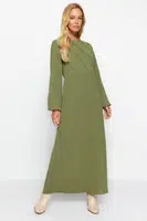 Trendyol Khaki šití Detailní Aerobin tkané maxi šaty