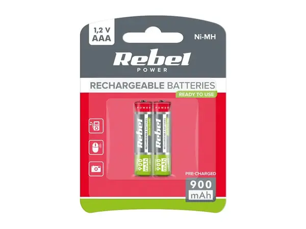 Baterie AAA (R03) nabíjecí 1,2V/900mAh REBEL 2ks / blistr BAT2004