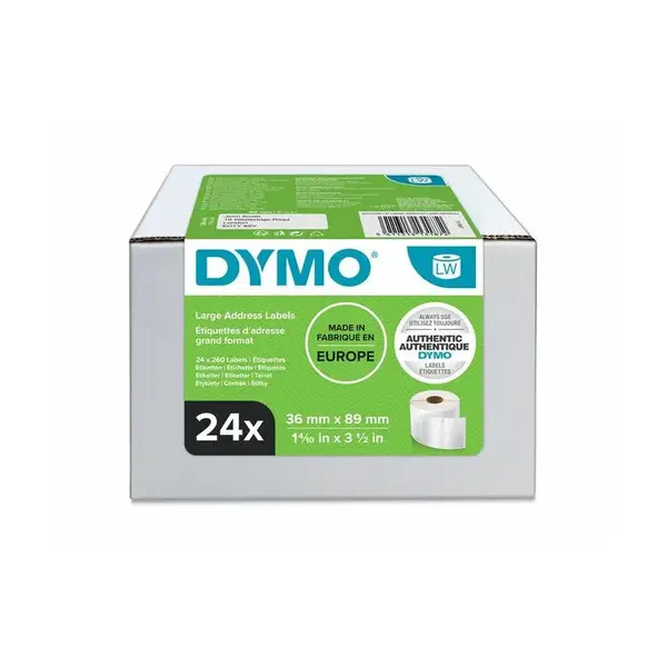 Dymo S0722390 papírové štítky 89mm x 36mm, bílé, velké, 24 x 260 ks