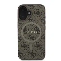 Zadní kryt Guess PU Leather 4G Colored Ring MagSafe pro Apple iPhone 16, hnědá