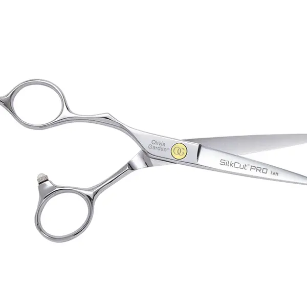 Kadeřnické nůžky pro leváky Olivia Garden SilkCut Pro 5,75" - stříbrné (SI-PRO5.75L) + dárek zdarma