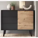 Skříňka se zásuvkami Willow, černá/dub artisan