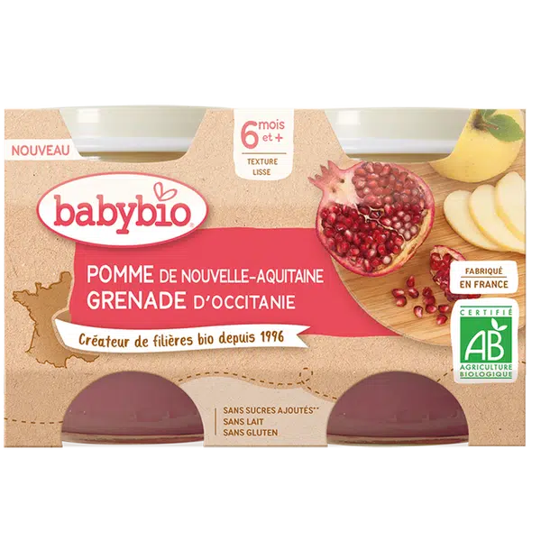 BABYBIO jablko s granátovým jablíčkem 2 x 130 g