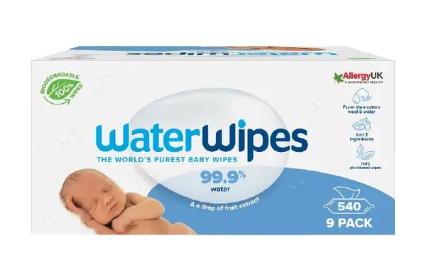 WATERWIPES 100% BIO odbouratené ubrousky 9 x 60 ks