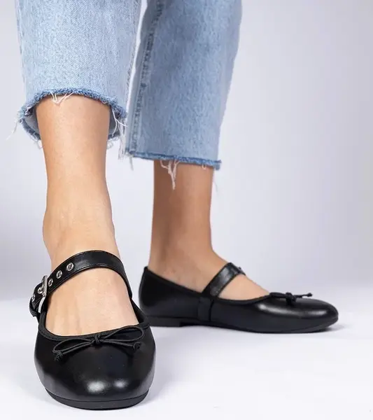 Gemre Black women's ballet flats with a bow Mansy