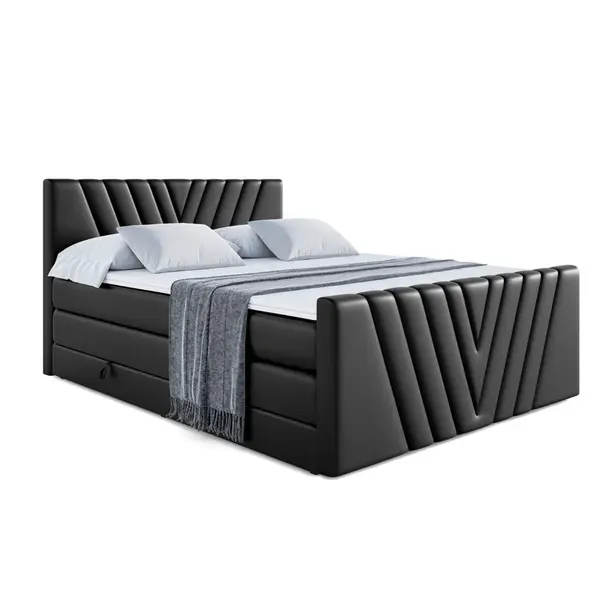 ALTDECOR POSTEL boxspring ERNINA-Z KING – 180 × 200 – H3/H4 – vysoce lesklá černá