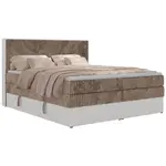 MKS POSTEL BOXSPRING TRAVIT KING 160/200 - Hnědá Manšestr - Topper Visco - H3